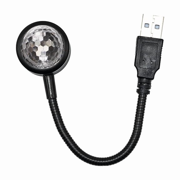 Romantic Auto Roof Projector Light USB ABS & Metal Black Fit for Car Interior 360° Rotation Music Sync Voice Control Ambient Atmosphere Lamp
