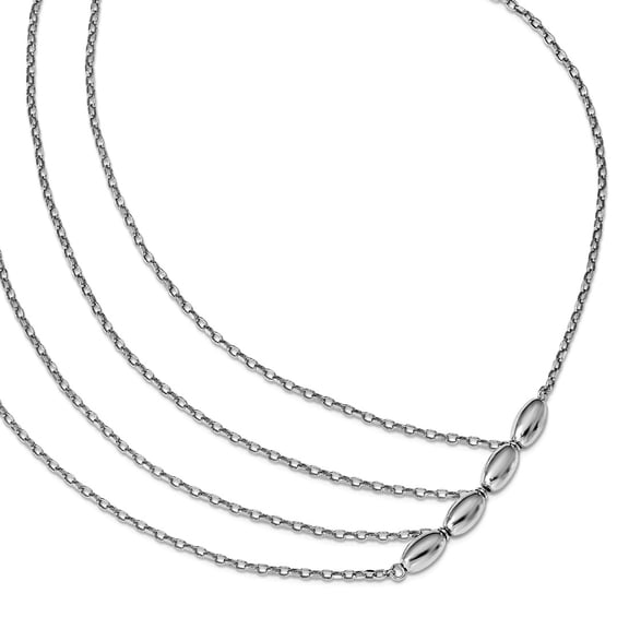 925 Sterling Silver Rhodium Plated Polished Multistrand Necklace 17 Inch Strand Necklace for Women