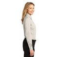 thumbnail image 2 of Port Authority Ladies Long Sleeve Easy Care Shirt-L (Light Stone/ Classic Navy), 2 of 4