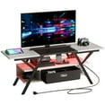 thumbnail image 5 of Bestier 55" TV Stand with Power Outlets Gaming Entertainment Center with LED Light, Wash White, 5 of 9