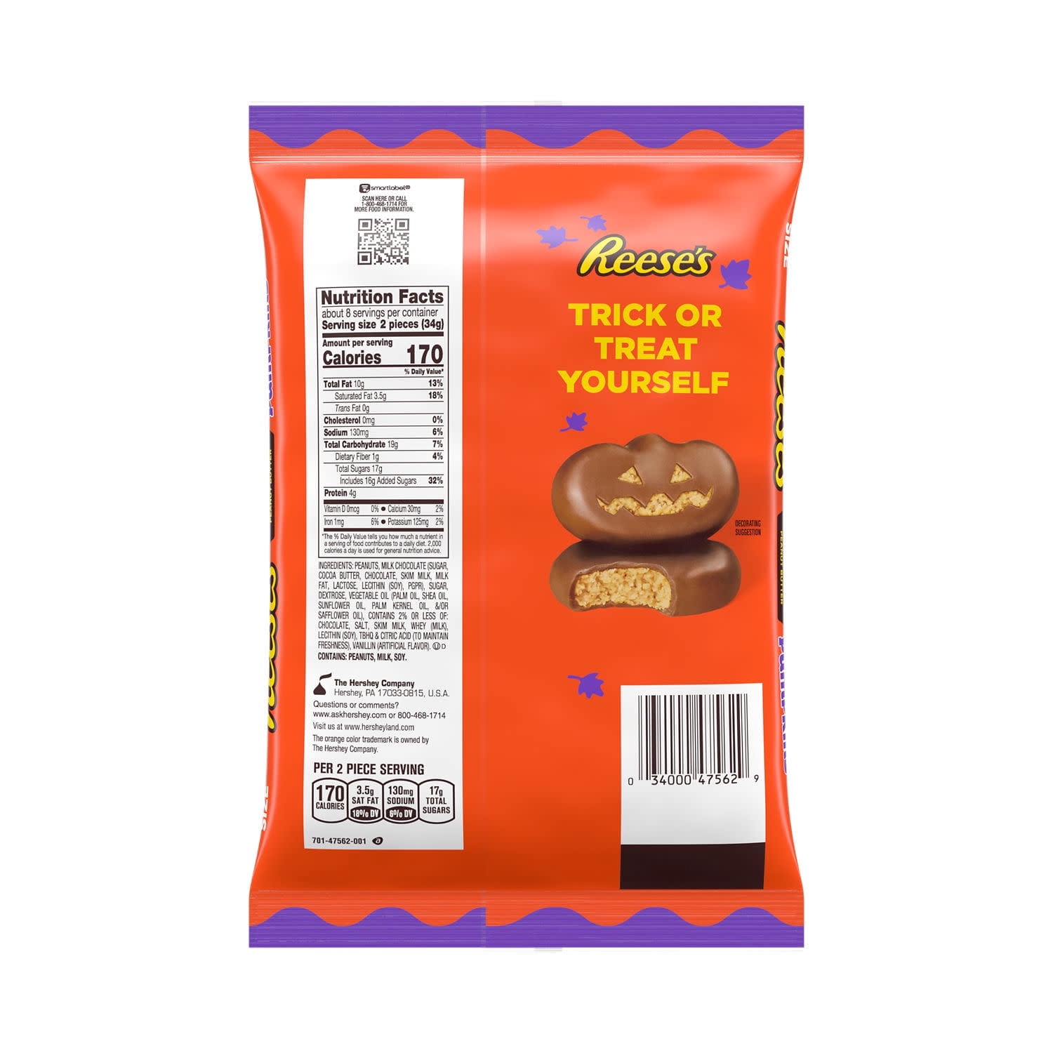 Reese’s Snack Size Milk Chocolate Peanut Butter Pumpkins, Halloween Candy Bag 9.6 oz with olive green bowl by ValueNest