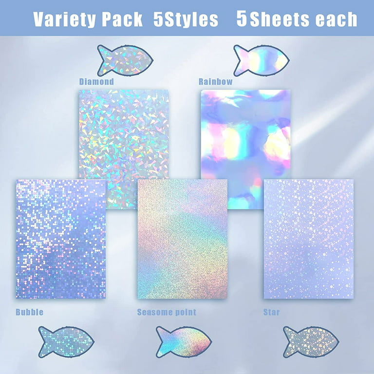 Holographic Printable Sticker Paper, Vinyl Rainbow Sticker Paper for Inkjet  & Laser Printer, 20 Sheets Dries Quickly Waterproof Sticker Paper - 8.5 x