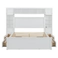 thumbnail image 4 of Queen Size Platform Bed, Storage Platform Bed with All-in-1 Cabinet Shelf, Wood Bed Frame with 4 Drawers, Bookcase Headboard and Slat Support for Bedroom Apartment, No Box Spring Needed, White, 4 of 9