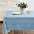 thumbnail image 2 of Blue Moire Wavy Solid 60 x 84 inch Rectangle Vinyl Dining Tablecloth with Flannel Backing, 2 of 5