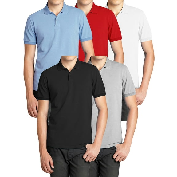 Galaxy By Harvic 5-Pack Men's Comfort Pique Polo Shirt (S-5XL)