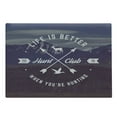 thumbnail image 1 of Hunting Cutting Board, Grunge Retro Hunt Club Emblem with Arrows Motivating Words Mountains Backdrop, Decorative Tempered Glass Cutting and Serving Board, Large Size, Brown Blue White, by Ambesonne, 1 of 1