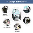 thumbnail image 5 of Large Clear PVC Backpack Heavy Duty See Through Backpack for Adults Work Travel, Cyanpinkcheck Printed 12L, 5 of 8