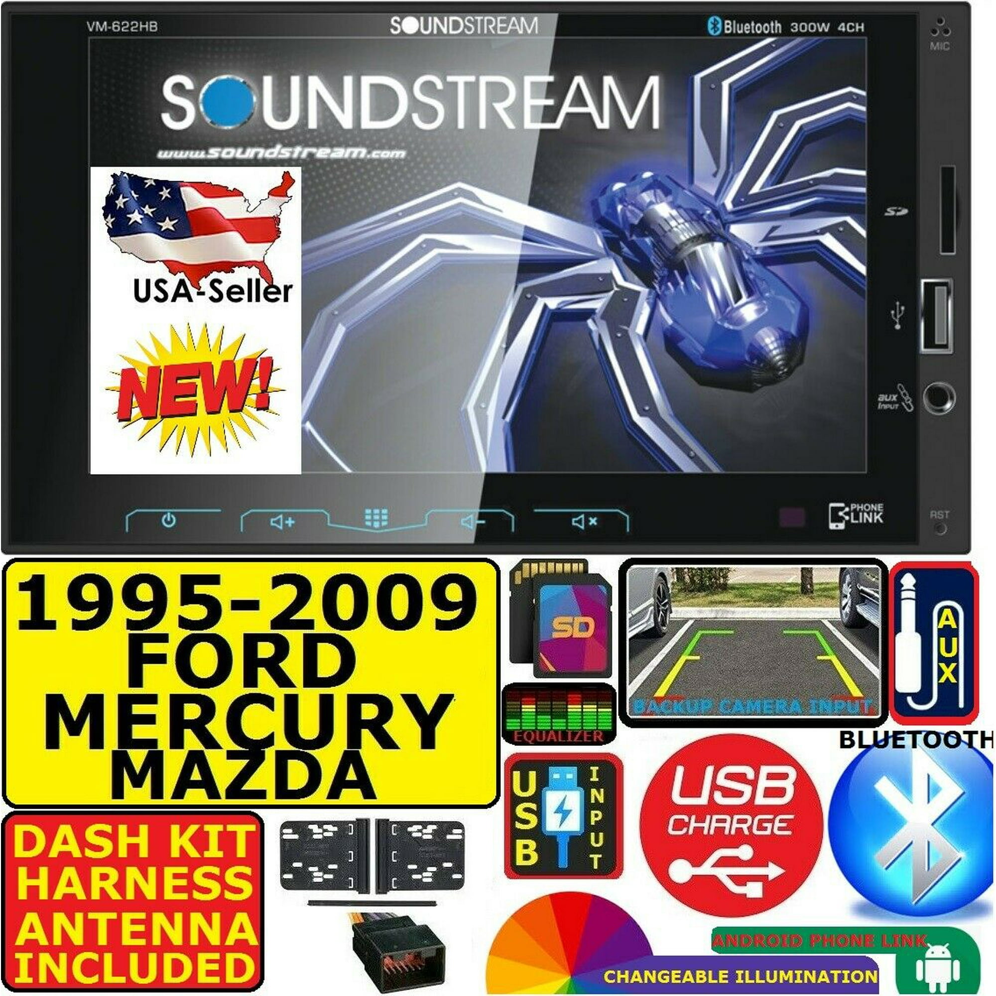 Soundstream FORD MERCURY MAZDA TOUCHSCREEN BLUETOOTH USB SD AUX CAR ...