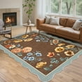 thumbnail image 3 of Garvee 5'x7' Floral Area Rug Botanical Scalloped Rugs for Living Room, Washable Rug Non Slip Carpet for Bedroom Dining Room Home Decor, Coffee, 3 of 7