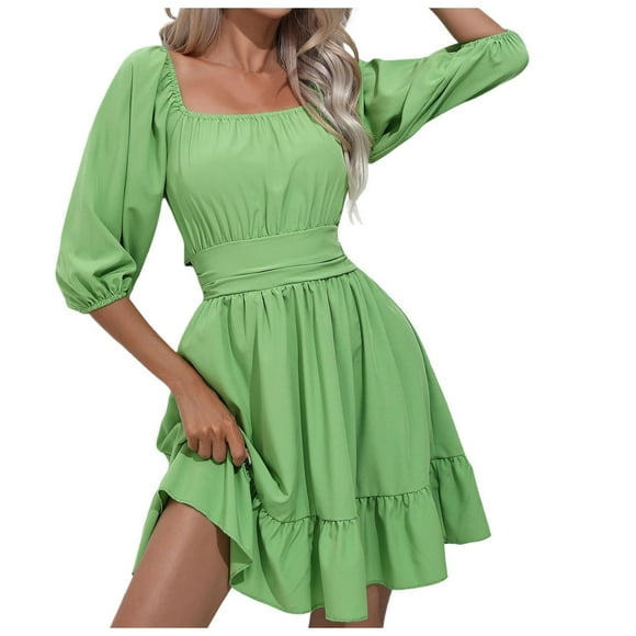Women's Vintage Dress - Trumpet Sleeve Sweetheart Neckline Court Dress for Daily, Beach, Cosplay