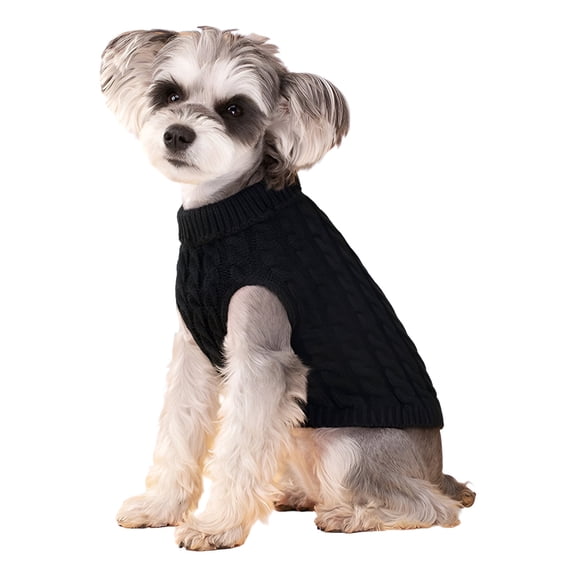 TELOLY 1Pcs Dog Sweater,Yarn Dog Jackets for Medium Dogs,Dog Sweaters for Small Dogs Girl,Black,M