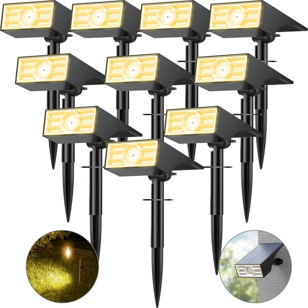 Focos solares Katipeal, paquete de 10, impermeables, IP68, blanco cálido