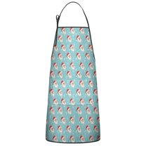 Light Blue Christmas Santa Pattern Apron-Garden Aprons for Women with Pockets-Cotton Linen Waterproof Kitchen Cooking Gardening Aprons Adjustable for Kitchen,Cooking,BBQ and Salon 33"x27"