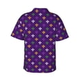 thumbnail image 3 of Haiem Purple Mardi Gras Printed Hawaiian Shirt for Men - Men’s Casual Beach Summer Shirts - Stretch Fabric with Modern Fit-XX-Large, 3 of 9