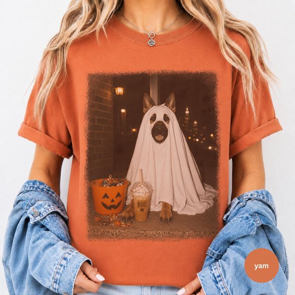 German Shepherd Halloween Ghost Shirt, Funny Spooky Season Unisex T-Shirt