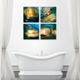 thumbnail image 4 of Sea Wave Water Wall Art Canvas Prints Bathroom Décor 4 Panels Ocean Waves Pictures with Sunset Blue Seascape Artwork for Living Room Bedroom 16"x16", 4 of 5