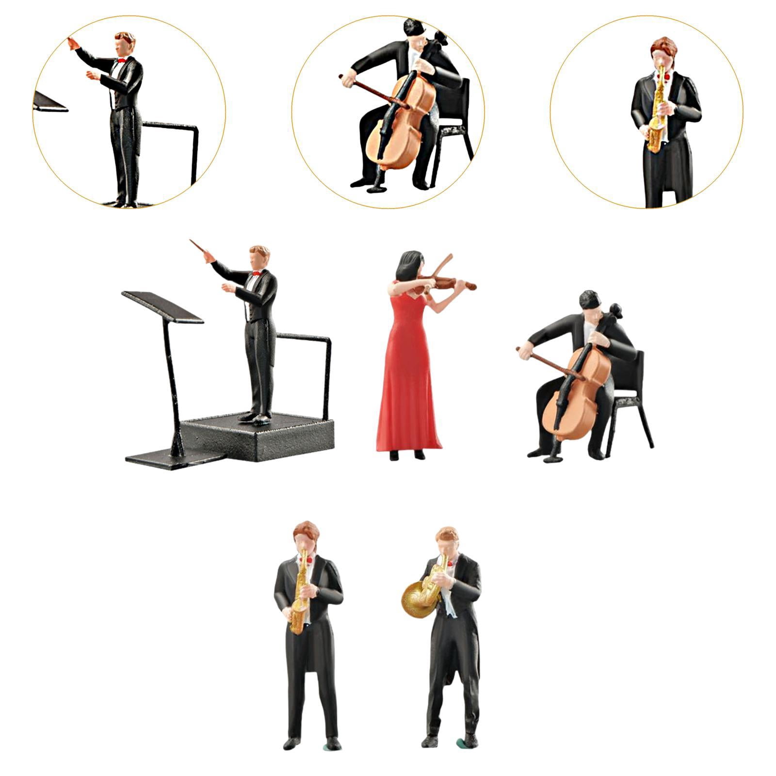 Dualoai 5 Pieces Musicians Music People /64 Scale Sand Table Decoration Ornament
