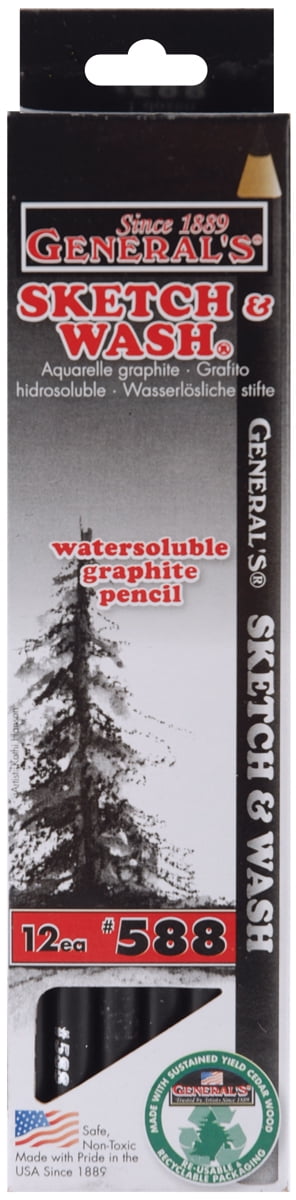 General's Sketch & Wash Pencils - 2-Pack, Water-Soluble Graphite For Art & Drawing On Multiple Surfaces