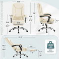thumbnail image 3 of Homall Home Office Chair Adjustable Executive Leather Chair With Arms Ergonomic High Back Cushion Lumbar Back Support Computer Desk Chair,White, 3 of 7