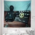 thumbnail image 1 of Old Hollywood Tapestry, Retro Style Camera Clapper and Reel with Films on the Scratched Suitcase, Fabric Wall Hanging Decor for Bedroom Living Room Dorm, 5 Sizes, Multicolor, by Ambesonne, 1 of 1