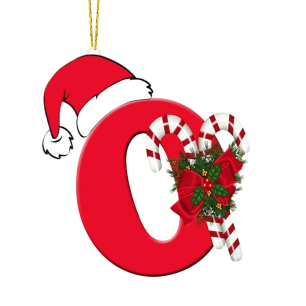 Árbol de Navidad acrílico 2D con 26 letras, colgante decorativo para fiestas navideñas familiares.