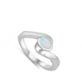 thumbnail image 4 of CHOOSE YOUR COLOR White Simulated Opal Oval Inlay Wave Ring 925 Sterling Silver Band CZ Female Size 7, 4 of 4