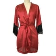 thumbnail image 3 of Awdenio Pajamas for Women Plus Size Fire , Women Cute Silk Kimono Dressing Lace Belt Bath Robe Nightwear, 3 of 5
