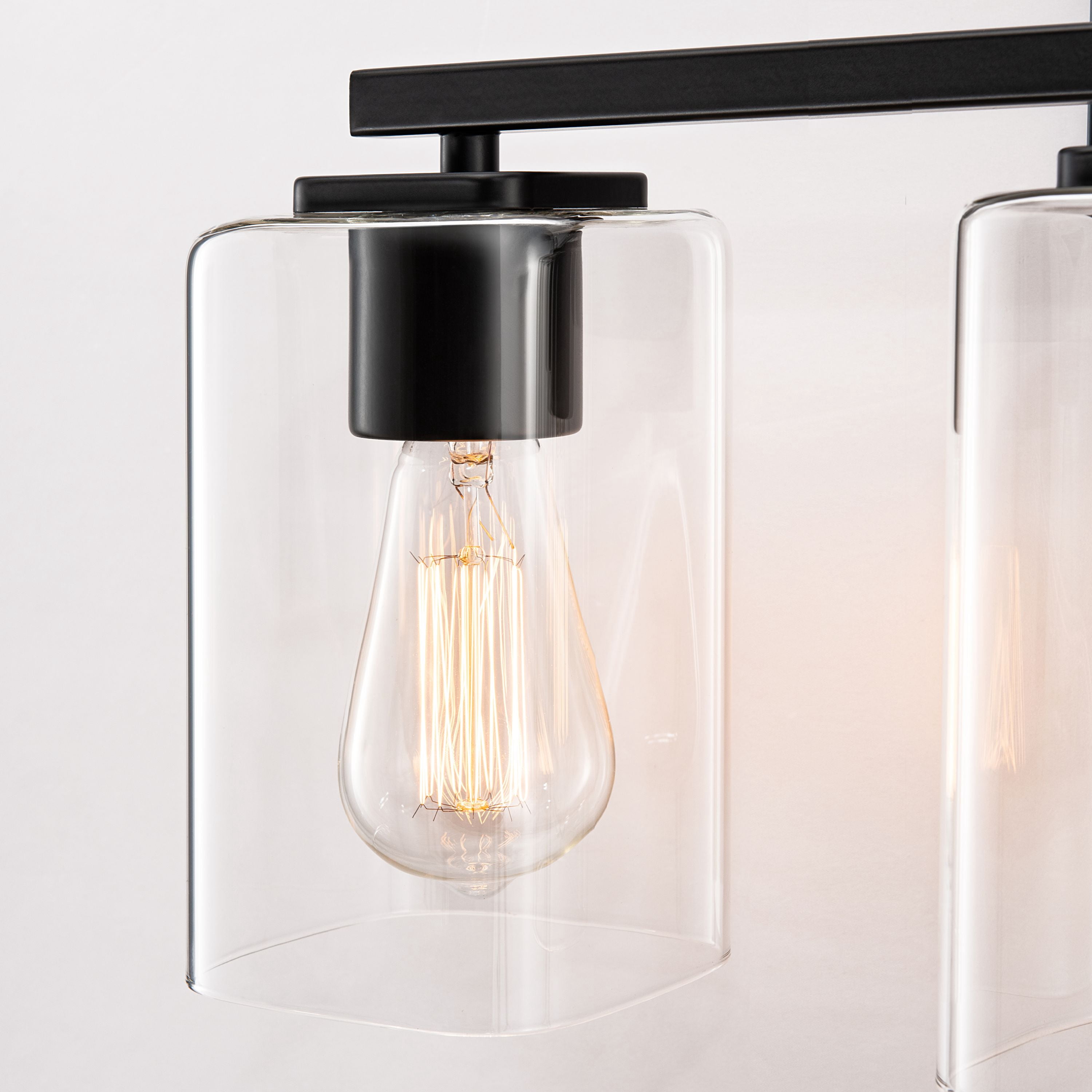 KAWOTI 3-Light Bathroom Light Fixtures Dimmable Vanity Light with Square Glass Shade