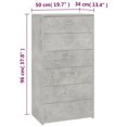 thumbnail image 4 of vidaXL Sideboard with 6 Drawers Concrete Grey 50x34x96 cm Engineered Wood, 4 of 4