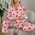 thumbnail image 6 of Yiaed flowers and ladybugs Print Pajamas Women's Long Sleeve Sleepwear Soft Button Down Loungewear Pjs Lounge Set Nightwear Womens Pajama Pants-XX-Large, 6 of 7