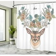 thumbnail image 5 of Ambesonne Antlers Shower Curtain, Deer Head Floral Ethnic, 69"Wx75"L, Tan Green Teal, 5 of 5