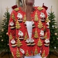 thumbnail image 2 of WTOBBY Women's Holiday Christmas Print Cardigan, Fun and Festive Knit Sweater for Fall and Winter, Long Sleeve Pullover with Themed Patterns,Red M, 2 of 6