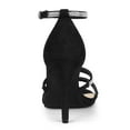 thumbnail image 4 of BLISSFUL STEP Women's Rhinestone Ankle Strap Stiletto High Heels Sandals Black (Size 9), 4 of 7