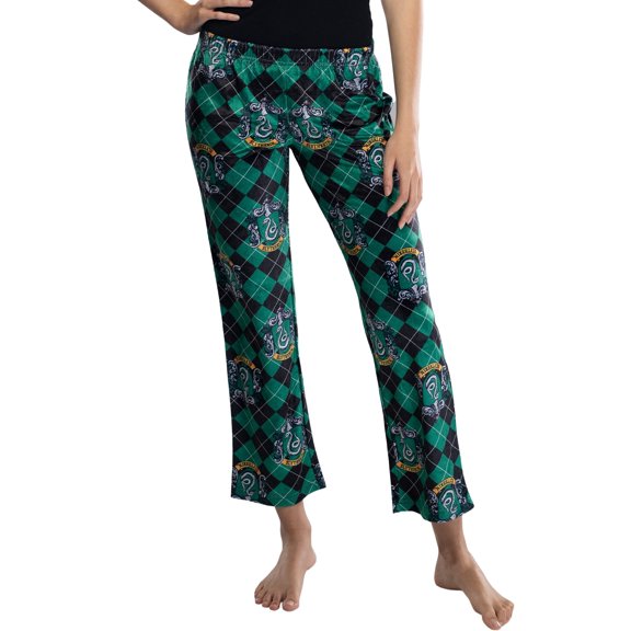 Harry Potter Junior Women's Hogwarts Houses Crest Cropped Lounge Pajama Pants Ravenclaw Hufflepuff Gryffindor Slytherin