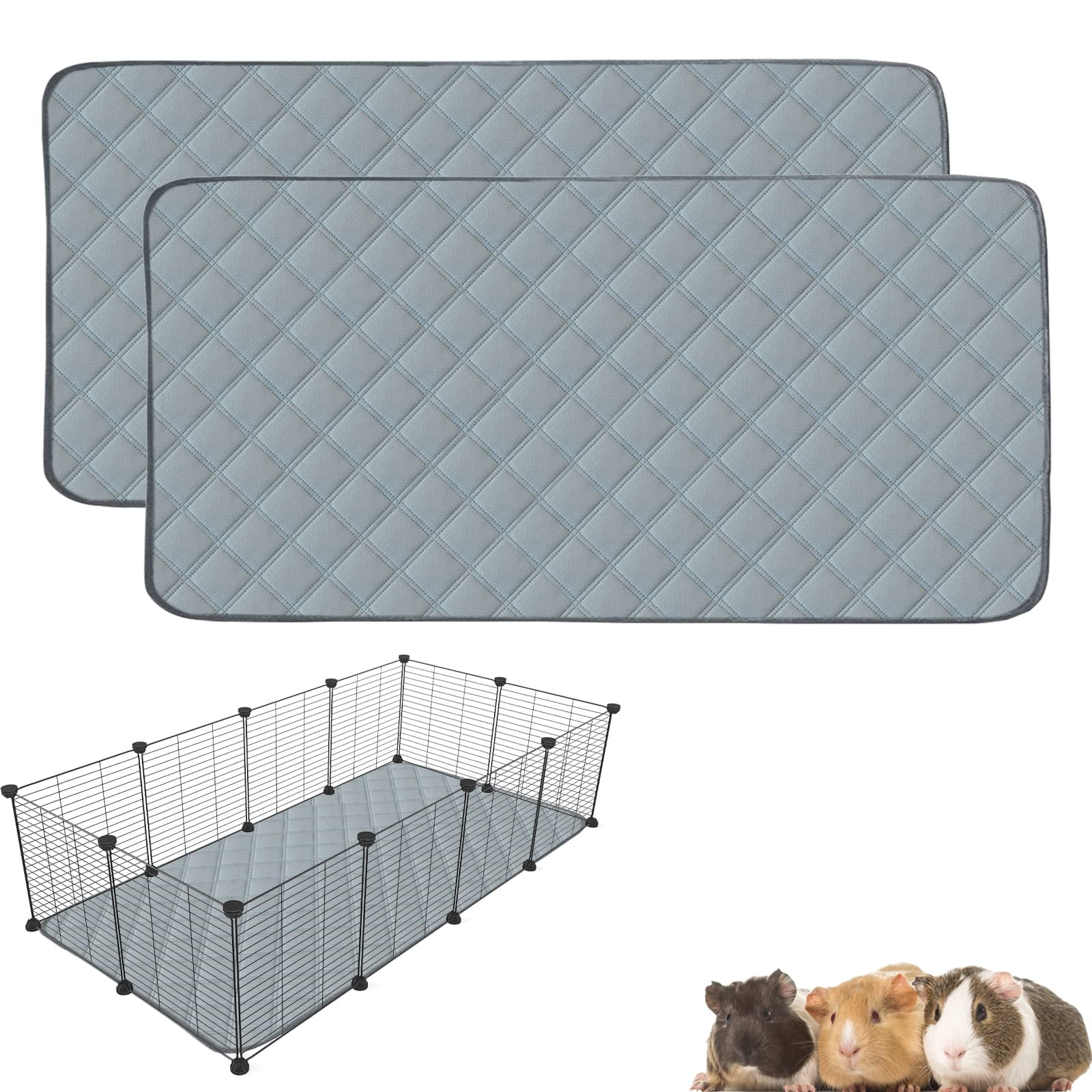 2 Pack Guinea Pig Cliners For C&c 2x4 Habitat Washable Bedding Super Absorbent | Waterproof Non Slip| Reusable Pee Pads Smallls Cages - 57.1 X 27.6