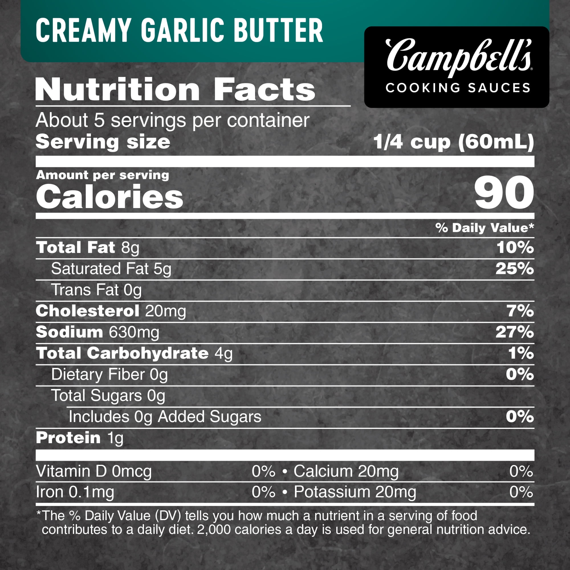 Campbell's Cooking Sauces, Creamy Garlic Butter Sauce, 12 oz Pouch