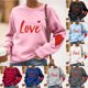 thumbnail image 1 of RKSTN Valentine Gifts Sweatshirts for Women Oversized Crewneck Valentine's Day Heart Graphic Print Hoodless Sweatshirt Womens Casual Plus Size Round Neck Loose Comfy Sweatshirt Fall Spring Clothes, 1 of 6