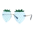 thumbnail image 6 of Womens Funky Strawberry Heart Shape Rimless Lolita Metal Frame Sunglasses Gold - Blue, 6 of 8