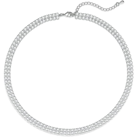 Luxval Tennis Necklace 14K Gold Plated Rhinestone Choker Necklaces for women Dainty Zirconia Cut Faux Diamond chain 3mm