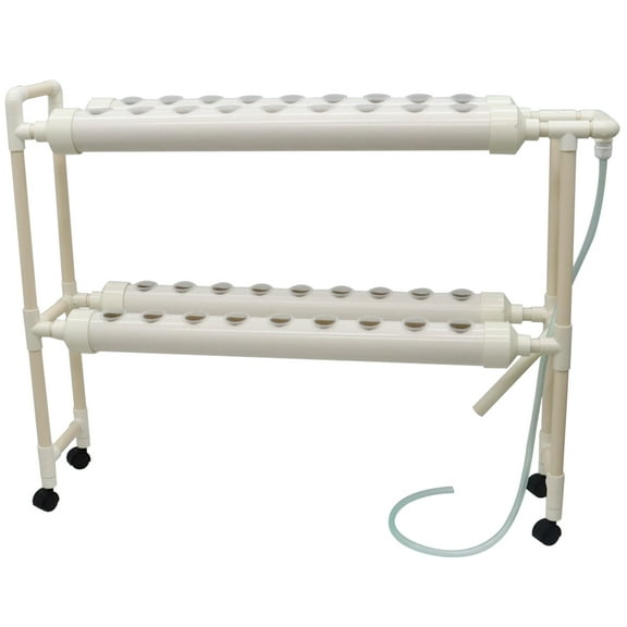 INTBUYING Hydroponic Plant Site Grow Kit 4 Pipes 2 Layer 36 Sites egetable Fruit Plant Site Growing Kit with 4 Casters