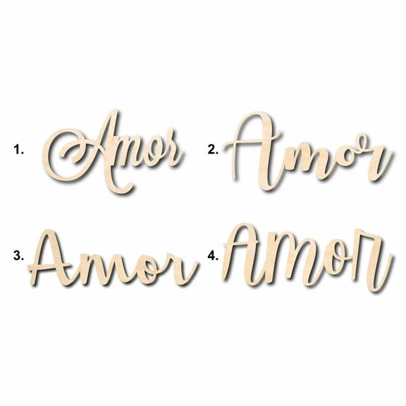 Amor Sign Unfinished Wood Cutout Home Decor DIY Option 4- 14" Wide / 1/4"