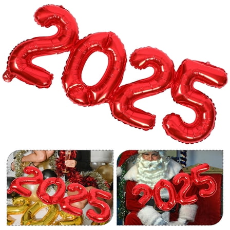 LOLIPPYY 1Set Decorative Red 2025 Balloons Aluminum Film for Graduation and New Year