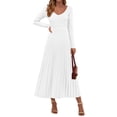 thumbnail image 1 of Vestido PRETTYGARDEN Suéter de Punto Acanalado Plisado Maxi Blanco M, 1 of 8