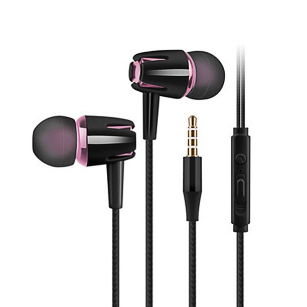 Auricular con cable In-Ear Reducción de ruido Bolsillo Viaje Deporte Música Jugar Videojuego TV Auriculares con 3 5 mm Jack GlodRosa negroPorcelana Deng Xun unisex