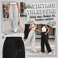 thumbnail image 4 of NICELF Womens Wide Leg Sweatpants | High Waisted Baggy Sweatpants for Woman | Comfy Cotton Blend Joggers with Pockets and Drawstring, Black, 4 of 9
