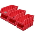 thumbnail image 1 of Basicwise QI003255R.3 Plastic Storage Stacking Bins (Set of 6 Red), 1 of 2