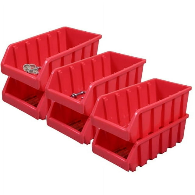 Basicwise QI003255R.3 Bacs de Rangement Empilables en Plastique (Ensemble de 6 Rouges)