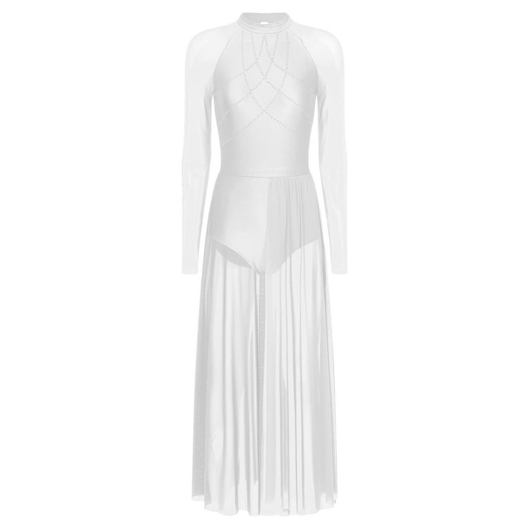 long sleeve lyrical dress Move Dance Dione Long Sleeve Lyrical Dress - White