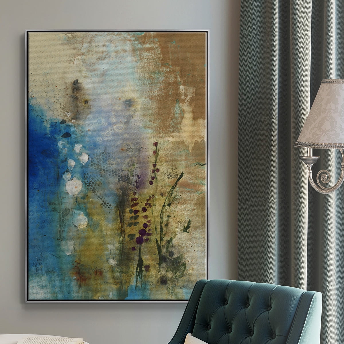 Immerge III Framed Premium Gallery Wrapped Canvas - Ready to Hang - 25 x 37 - Silver Floating Frame