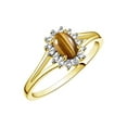 thumbnail image 4 of RYLOS Rings for Women 14K Yellow Gold Ring Classic Halo Diamond Birthstone Ring 6X4MM Oval November Tiger Eye Jewelry for Women  Size 10, 4 of 8